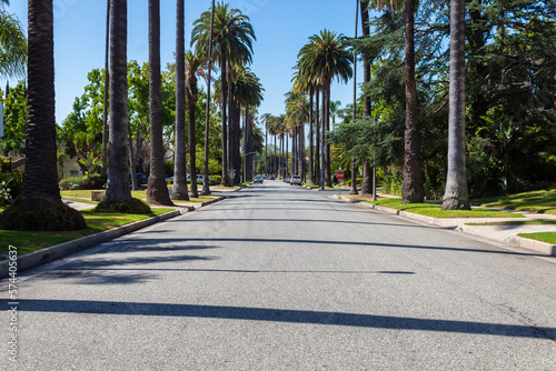 Los Angeles, California, USA, June 21, 2022: Palm trees street in Beverly Hills, Los Angeles. photo