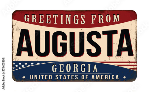 Greetings from Augusta vintage rusty metal sign