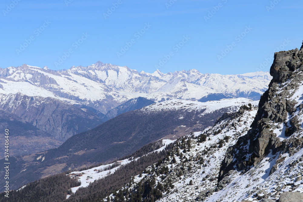 View on mountains in winter