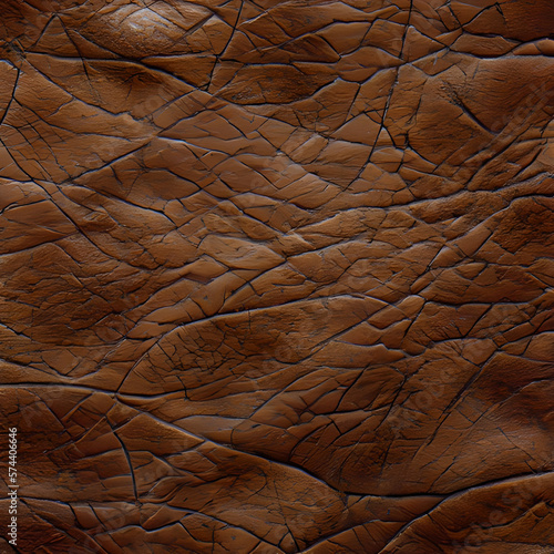 Brown Leather Texture Background created with Generative AI technology