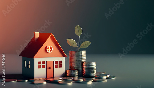 From Renting to Owning: How to Save Money for Your Dream Home. Increasing saving money to buy or rent house. Concept of saving for housing. Generative AI