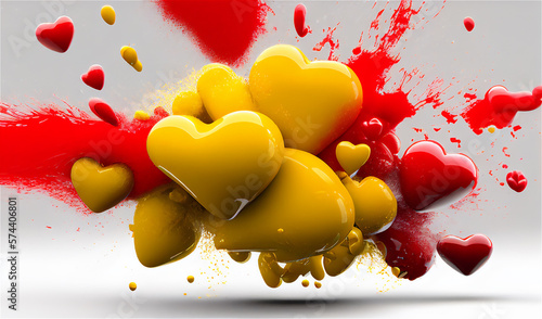 yellow and red hearts, generative ai