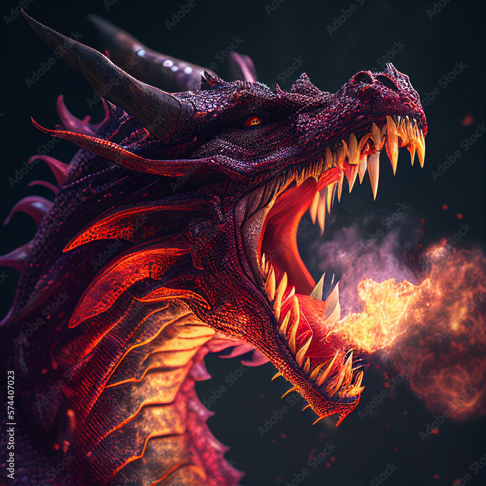 red dragon breathing fire, generative ai red dragon breathing fire, generative ai