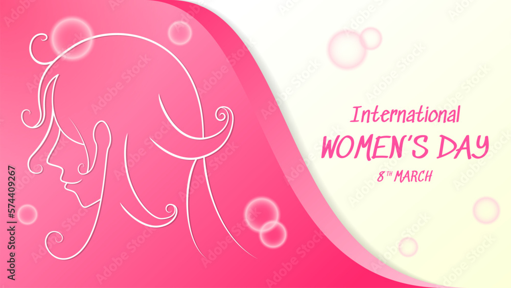 international women's day banner template. line art woman. pink and white. used for greeting, background or banner international women's day banner template. line art woman. pink and white. used for greeting, background or banner