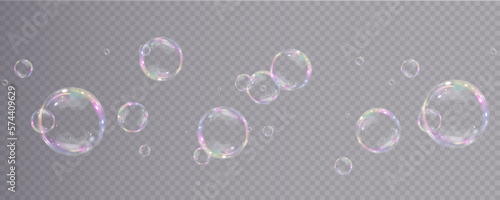 Collection of realistic soap bubbles. Bubbles are located on a transparent background. Vector flying soap bubble. Bubble PNG Water glass bubble realistic png	
