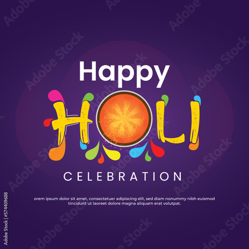 Happy Holi Social Media Post Gradient background