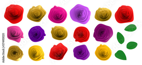 Set of Paper Quilling Flowers - Sweet 3D Rendering Papercraft Qilled Roses elements collection