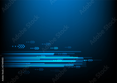 Business growth blue background. Progress technology futuristic. Speed light data movement