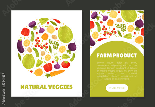 Fresh Vegetables Banner Design with Ripe and Juicy Garden Crop Vector Template