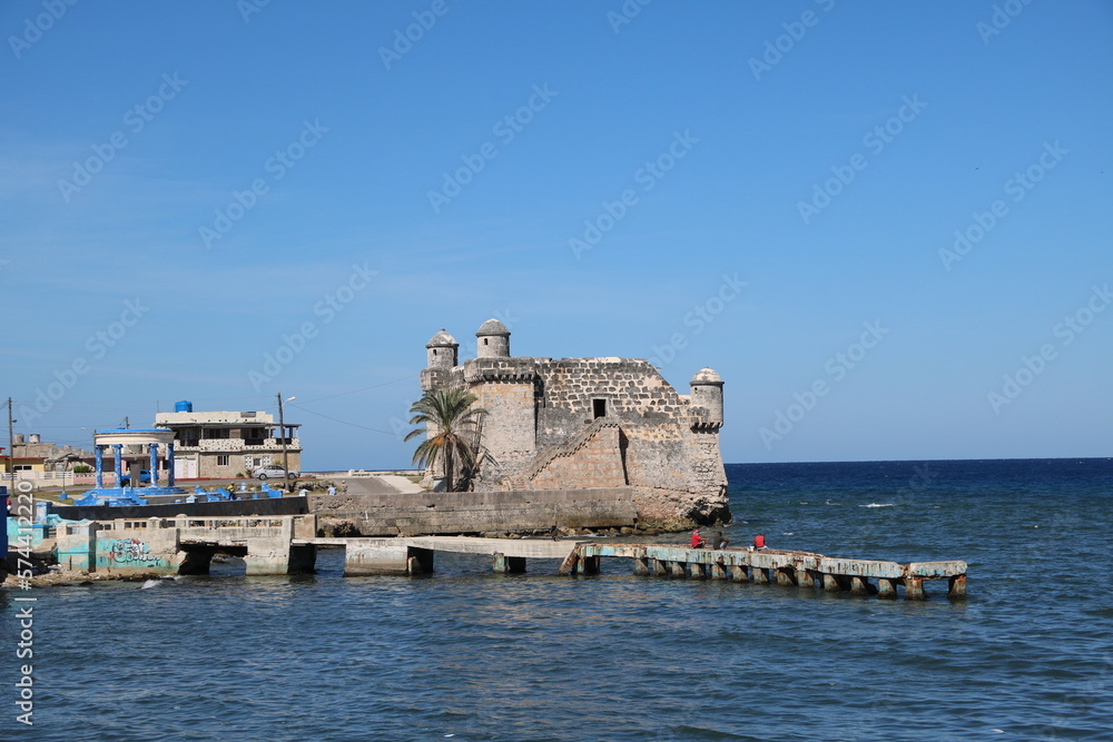 View to Cojimar Fortress by the sea in Cojimar, Cuba Caribbean