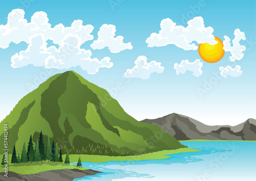 Water cycle. Earth hydrologic process. Environmental circulation, cloud condensation, evaporation and runoff collection. Cycle water in nature environment