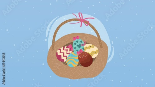 spring eggs painted in nest animation