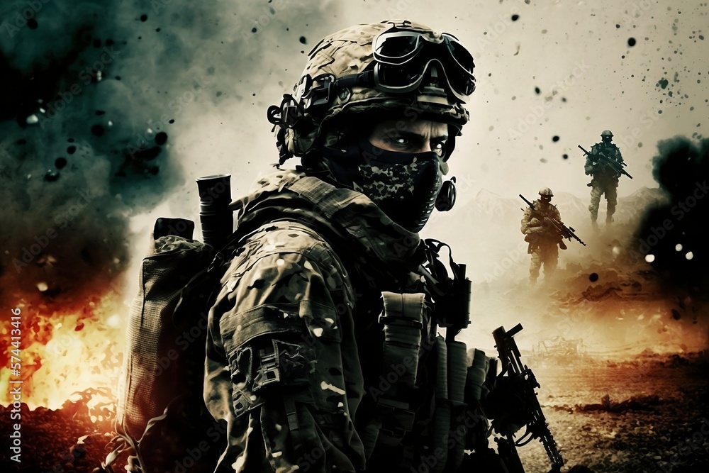 Soldier in war, war zone Soldier in war, war zone