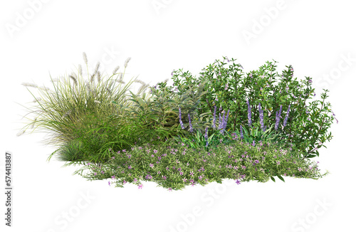 Fotografia A small garden decorated with many plants on a transparent background