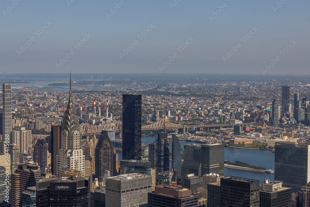 Beautiful panoramic view over Manhattan on bright day. New York. USA. 