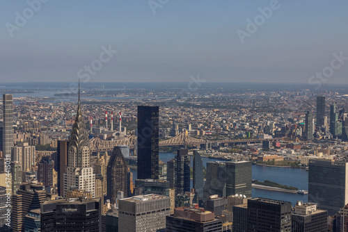 Beautiful panoramic view over Manhattan on bright day. New York. USA. 