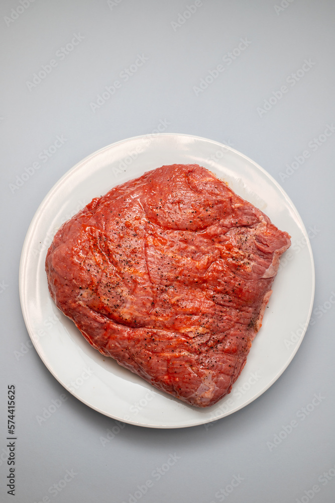 beef with marinate and black pepper on dish beef with marinate and black pepper on dish