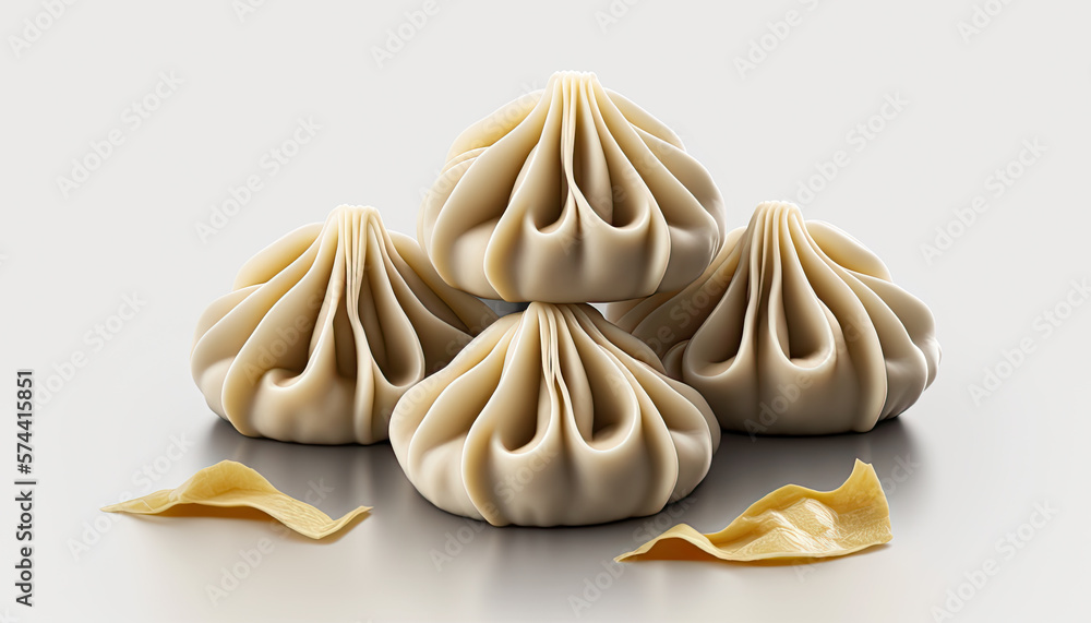 Dumplings on a white background - Generative AI Dumplings on a white background - Generative AI