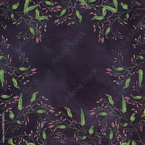 Grafika tekstura szablon motyw roślinny vintage fioletowa