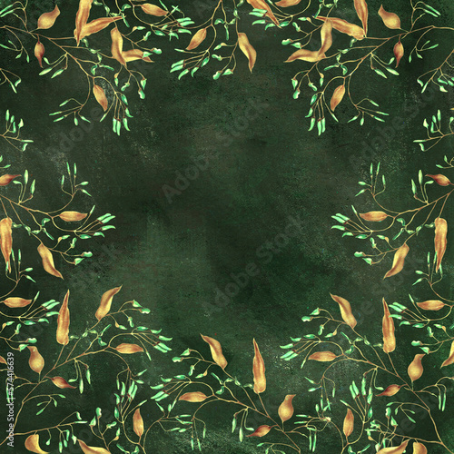 Grafika tekstura szablon motyw roślinny vintage zielona 