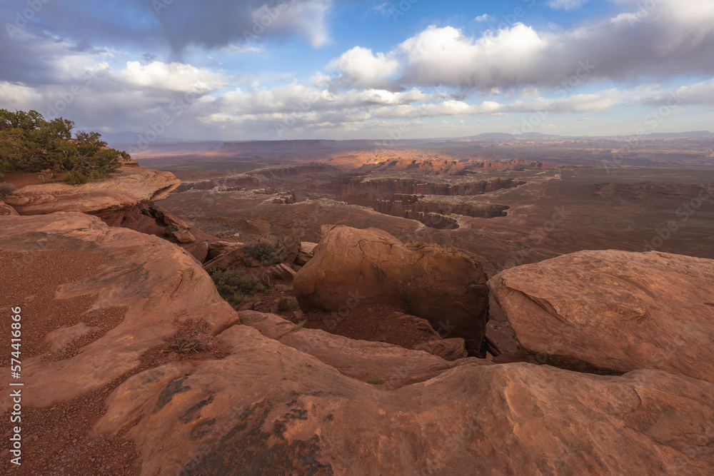 hiking the grand view point trail in the island in the sky in canyonlands national park, usa hiking the grand view point trail in the island in the sky in canyonlands national park, usa