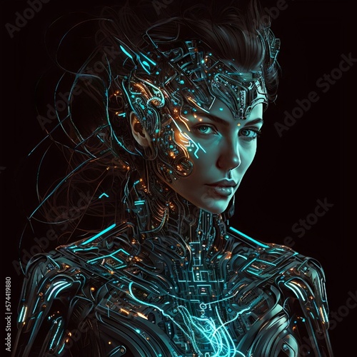 portrait of a robotic woman  photo