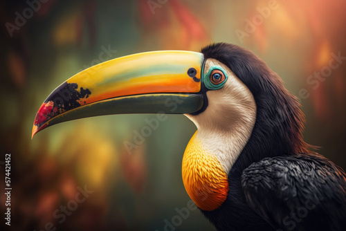 Cute toucan bird. Illustration AI Generative © olegganko