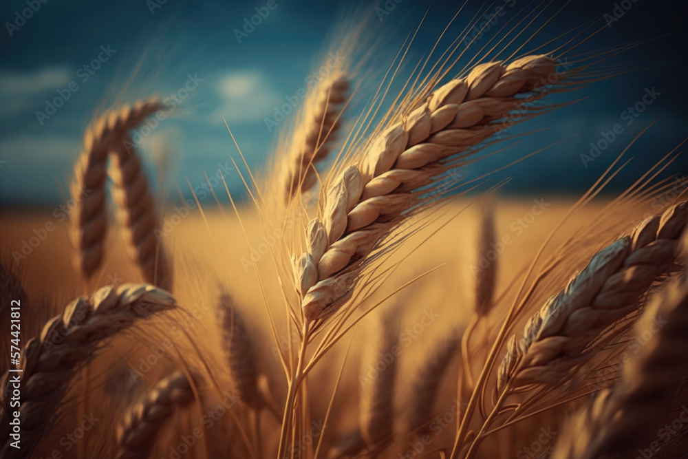 Ripe Golden Wheat Illustration AI Generative Ripe Golden Wheat Illustration AI Generative