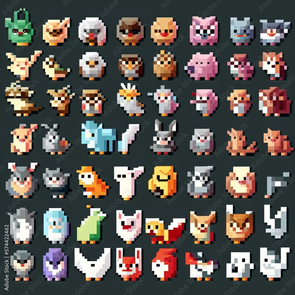 pixelated animal characters pixelated animal characters