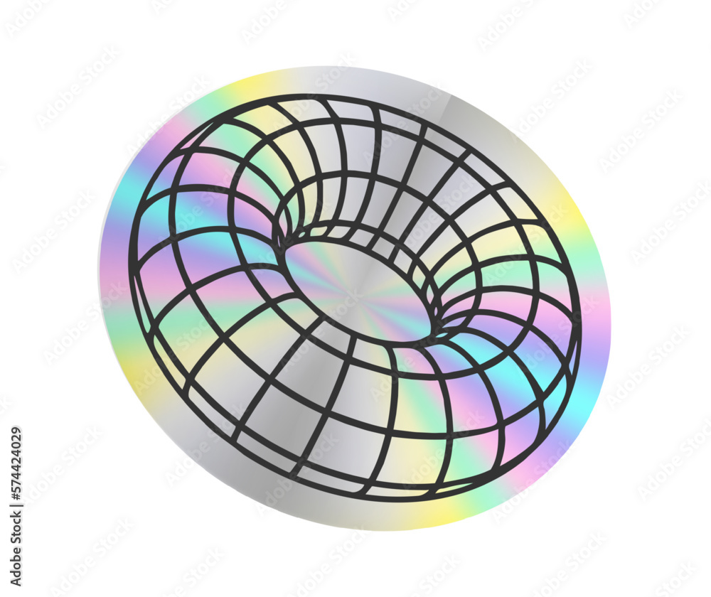 Obraz premium Holographic sticker in a trendy retro y2k style. Vector Graphic with textured foil effect. Vector illustration