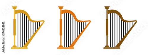 Harp in flat style isolated