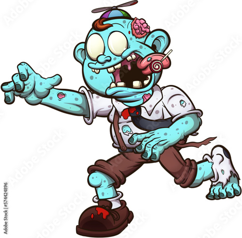 Chubby Zombie. Vector clip art illustration with simple gradients. All in one single layer.