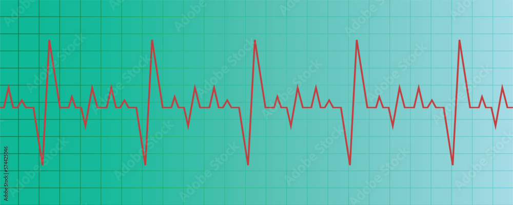 Medical protective shield with a cardiogram of heartbeat lines on a light green background