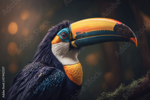 Cute toucan bird. Illustration AI Generative photo