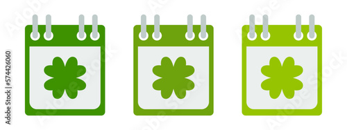 Calendar with Clover in flat style isolated