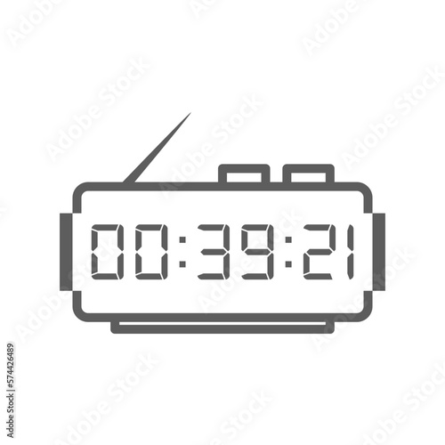 LED digital clock number isolated. Electronic figures for counter or calculator mockup interface design.