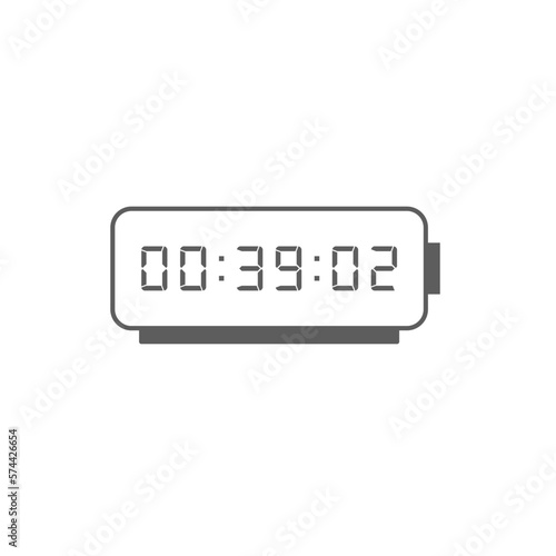 LED digital clock number isolated. Electronic figures for counter or calculator mockup interface design.