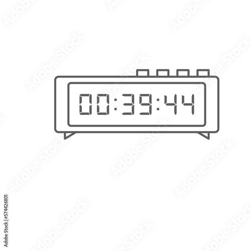 LED digital clock number isolated. Electronic figures for counter or calculator mockup interface design.