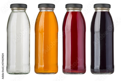 Set of juice bottles