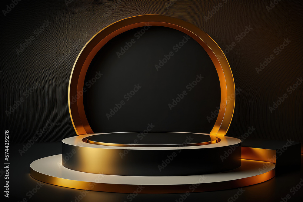Golden luxury empty podium Illustration AI Generative Golden luxury empty podium Illustration AI Generative