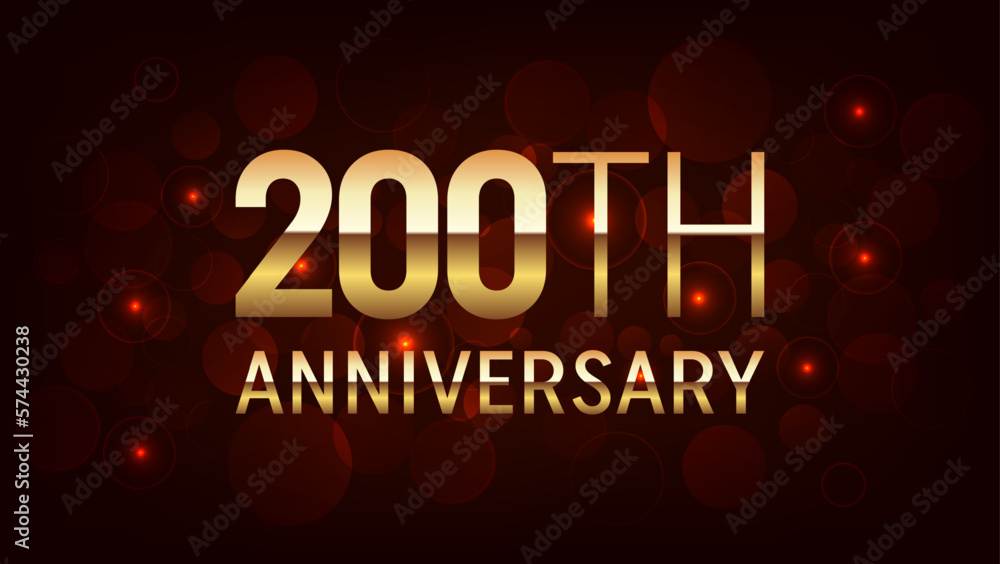 200th year anniversary celebration. Anniversary logo design with golden number concept. Logo Vector Template Illustration