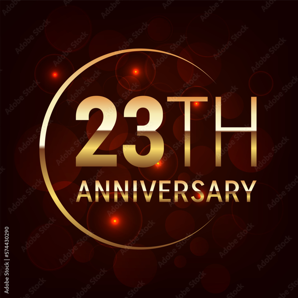 23th year anniversary celebration. Anniversary logo design with golden number concept. Logo Vector Template Illustration