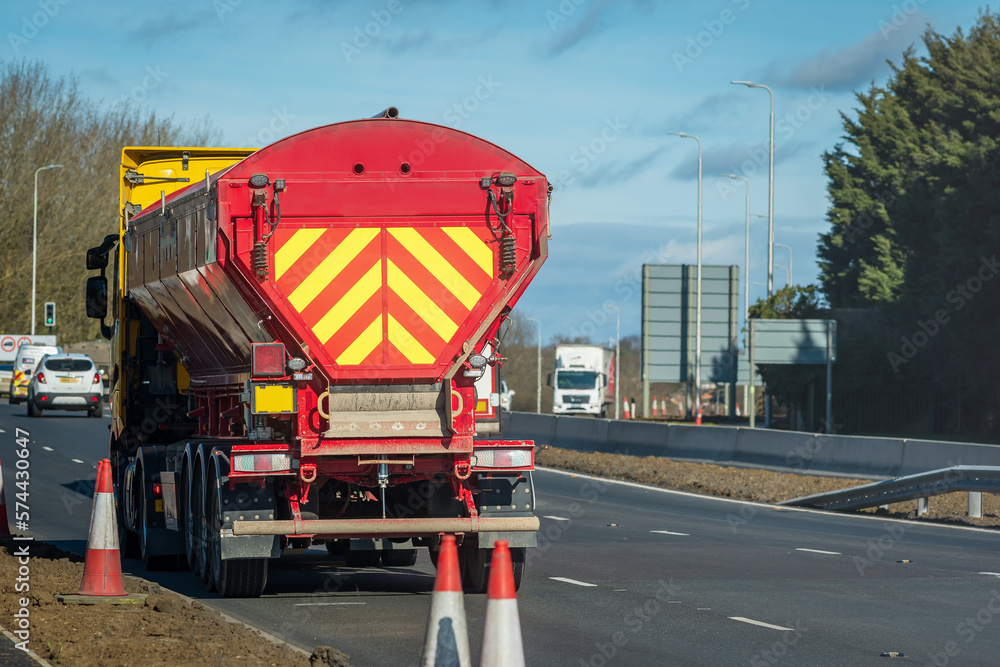 HGV tanker truck traveling on motorway in England UK