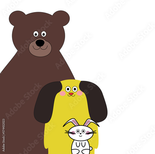 Dog Bear and Rabbit Detail Illustration