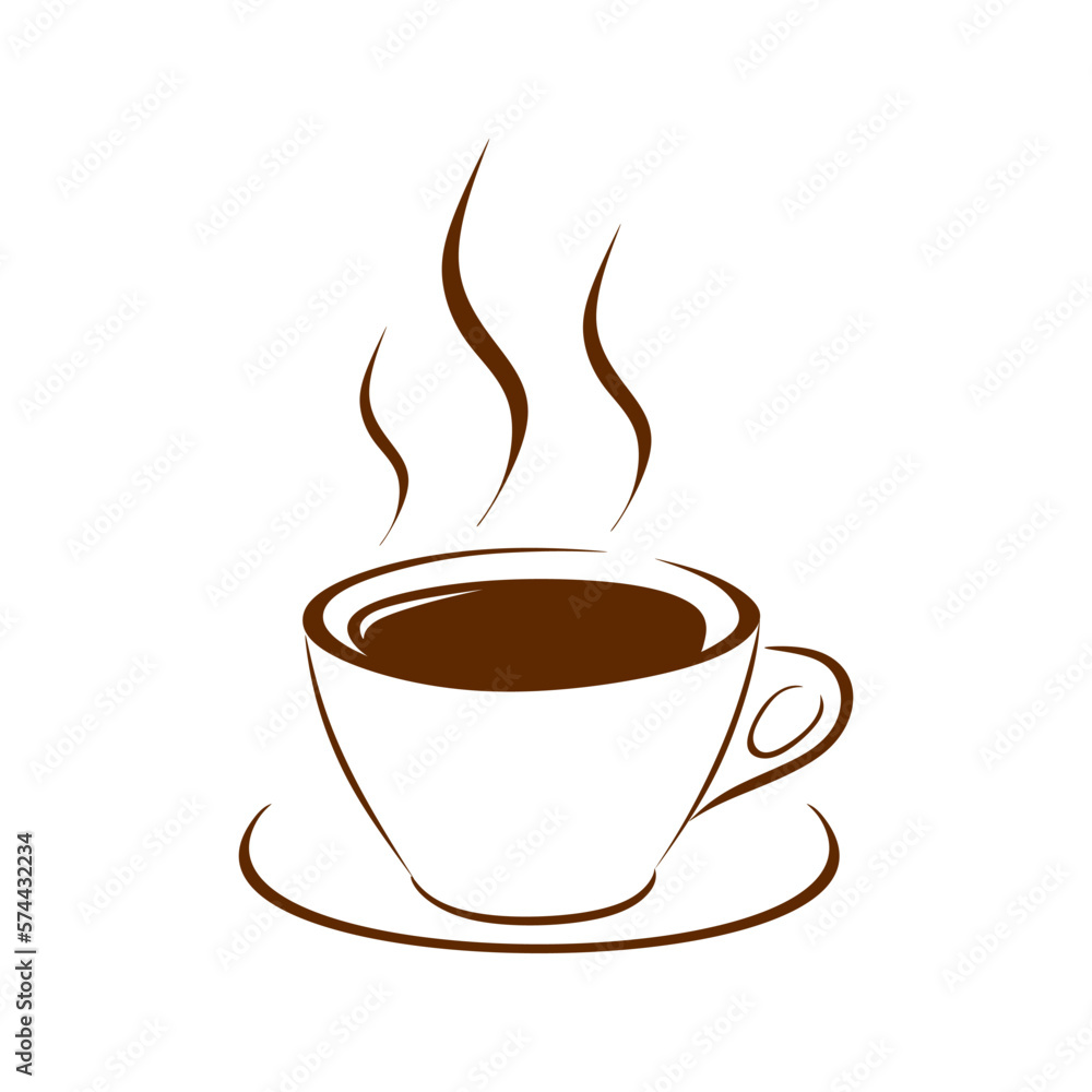 Coffee cup icon. Minimal coffee design for logo and decor isolated on white background. Vector illustration Coffee cup icon. Minimal coffee design for logo and decor isolated on white background. Vector illustration