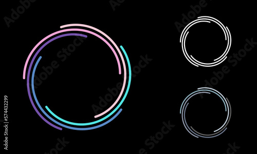 Color vector lines in round form. Geometric art lines in circle. Trendy design element for frame, logo, sign, symbol, prints, posters, template, pattern and abstract background.