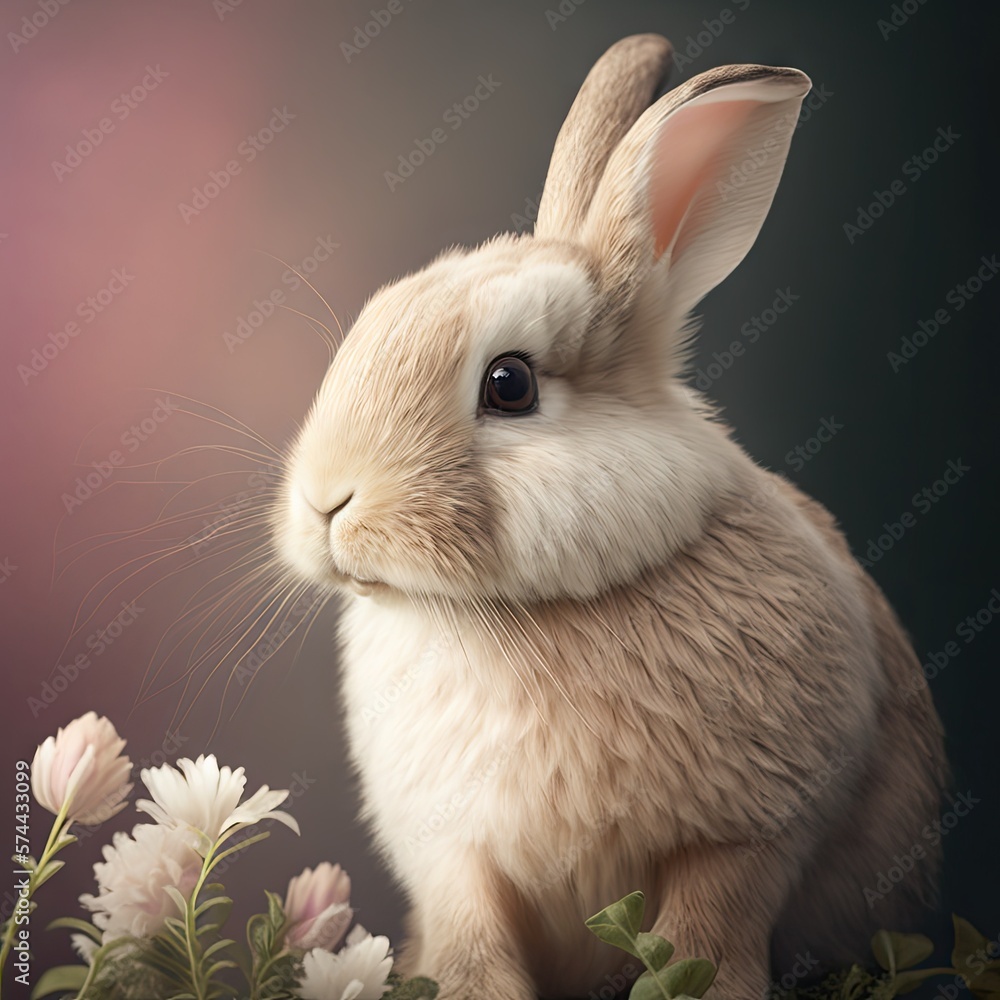 Easter Bunny: Fluffy and Colorful. Generative AI