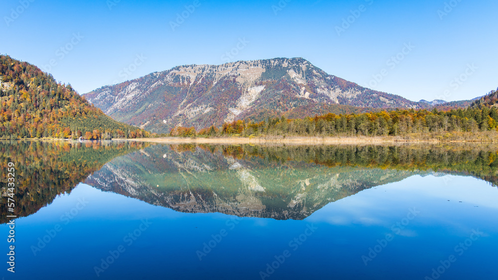 Majestic lake Offensee in the Salzkammergut area near Bad Ischl in Austria