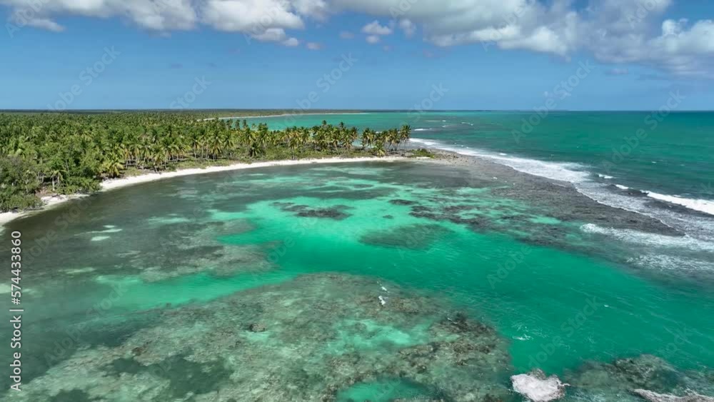 Crystal clear and paradisiacal sea on the island of Saona in Punta Cana, aerial view Crystal clear and paradisiacal sea on the island of Saona in Punta Cana, aerial view