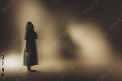 scary shadowy figure in room created using generative ai